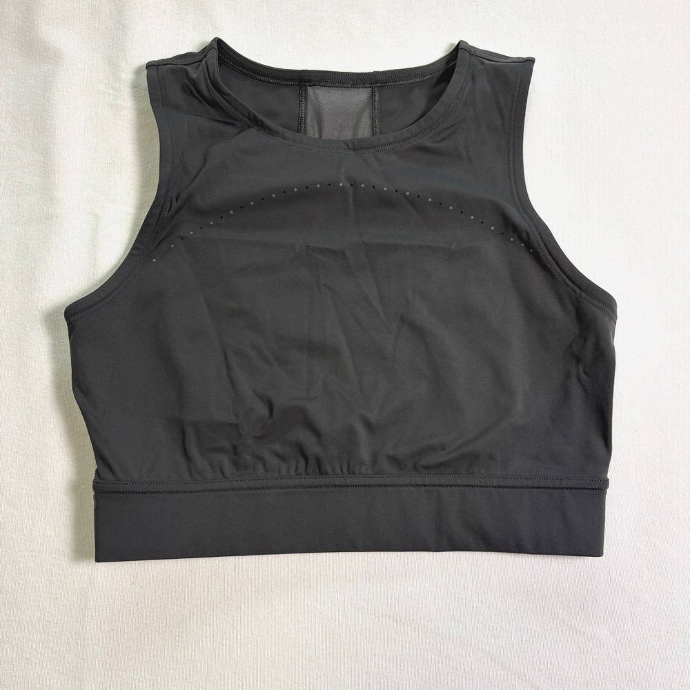 Lululemon, High Neck Mesh Back Sports Bra, Gray, Size 6